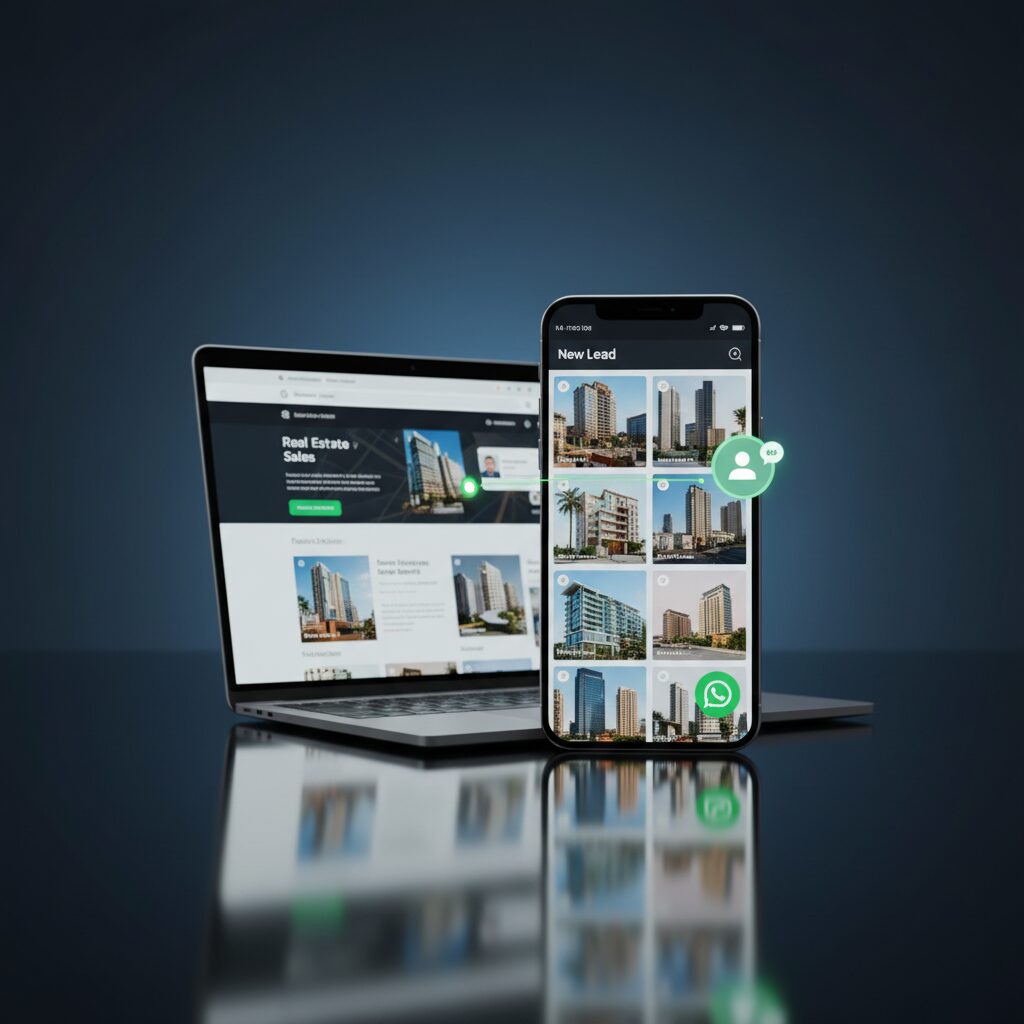 Site de vendas do corretor com leads indo pro WhatsApp