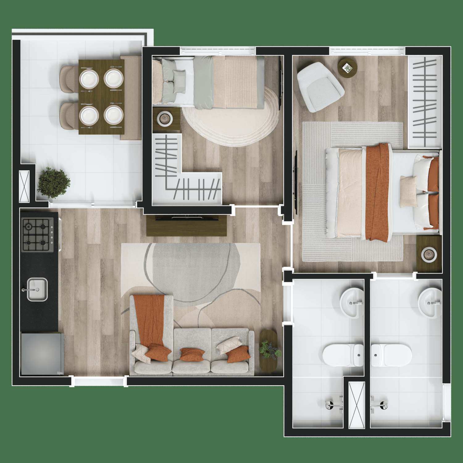 Planta de apartamento planta de 40 m² em Jurubatuba, São Paulo