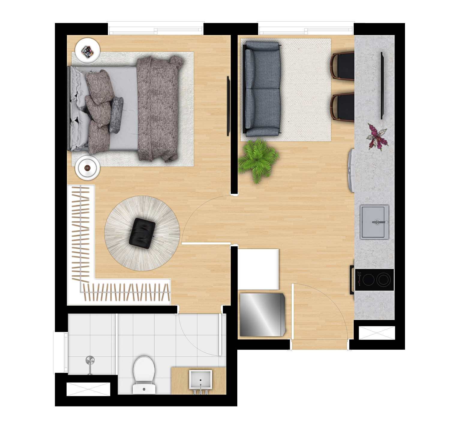 Planta de apartamento planta 1 em Santa Cecília, São Paulo