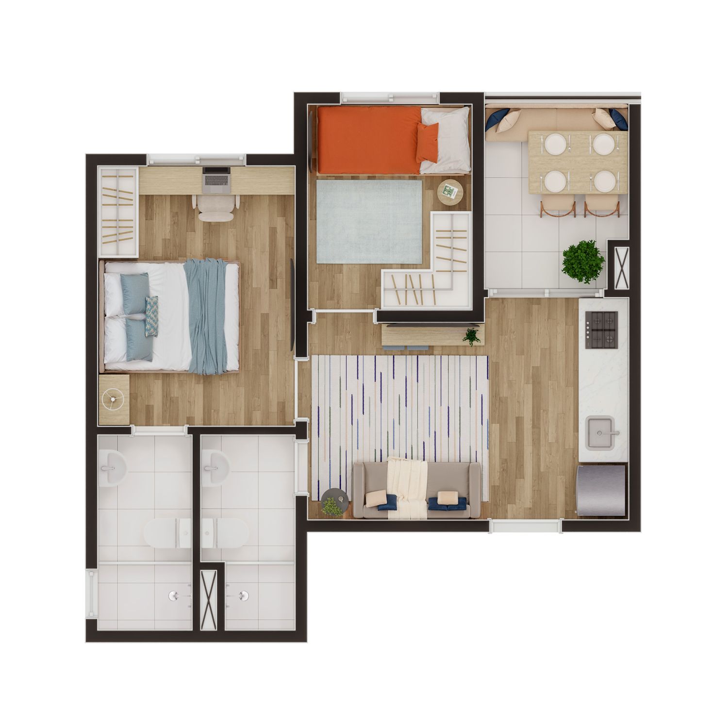 Planta de apartamento planta 2 em Vila União, São Paulo